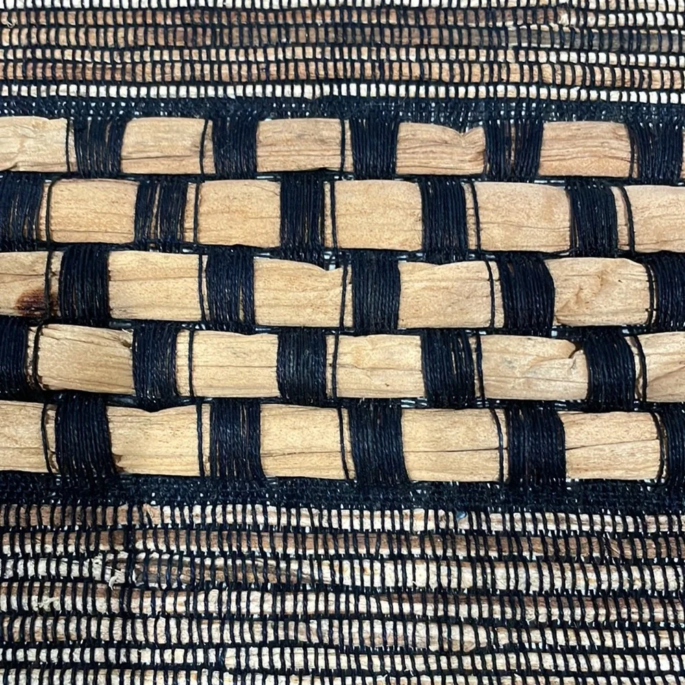 Set of 4 raffia woven placements in black and brown. Gently used.